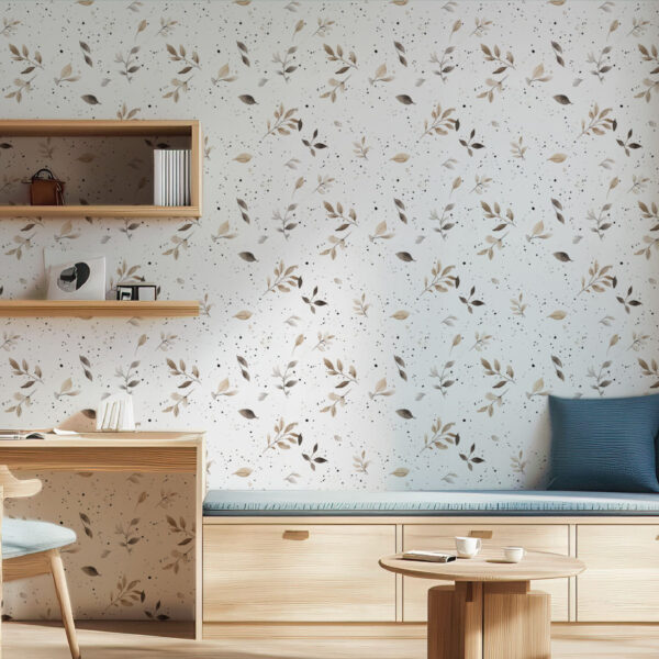 Elegant Nature-Inspired Leaf Pattern Wallpaper