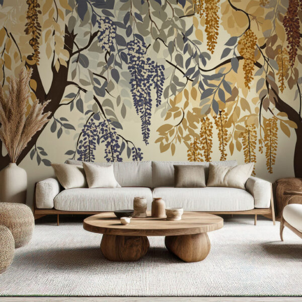 Elegant Cascading Floral Tree Wallpaper