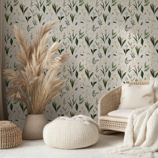Elegant Botanical Floral Greenery Wallpaper