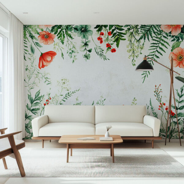 Botanical Garden Floral Watercolor Wallpaper