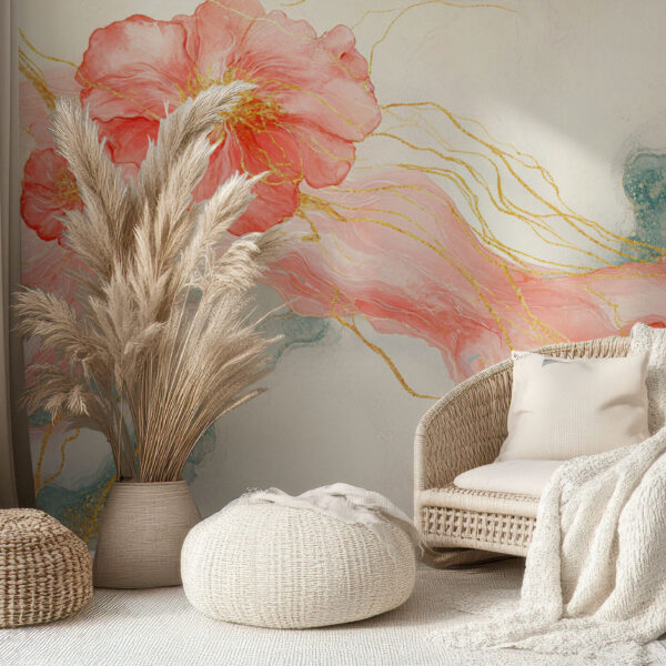 Elegant Floral Burst Abstract Art Wallpaper