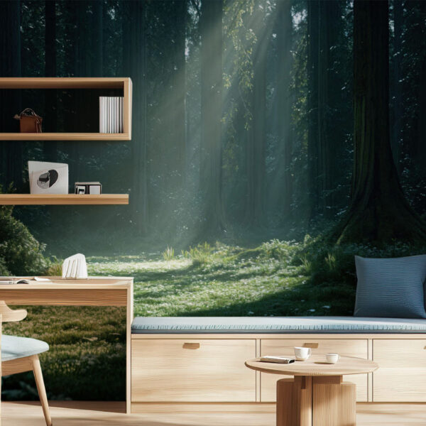 Enchanted Forest Sunlight Scene Wallpaper