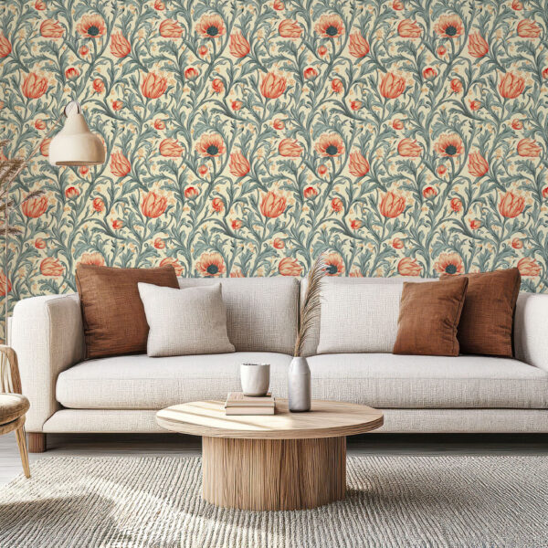 Elegant Botanical Floral Pattern Wallpaper