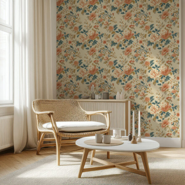 Elegant Vintage Floral Garden Wallpaper