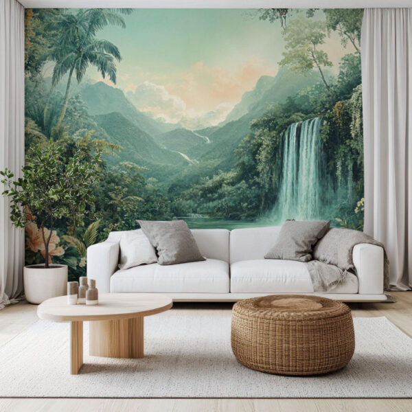 Serene Tropical Waterfall Paradise Wallpaper