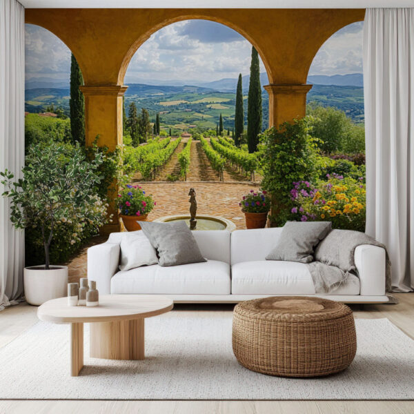 Mediterranean Tuscan Landscape Scenic Wallpaper