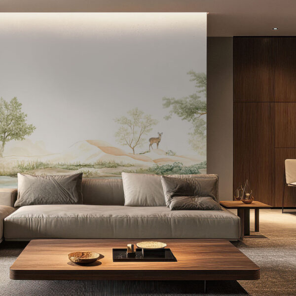 Tranquil Forest Landscape Deer Wallpaper Mural