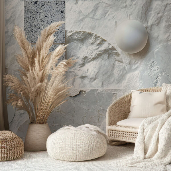 Elegant Textured Marble Geometric Wallpaper
