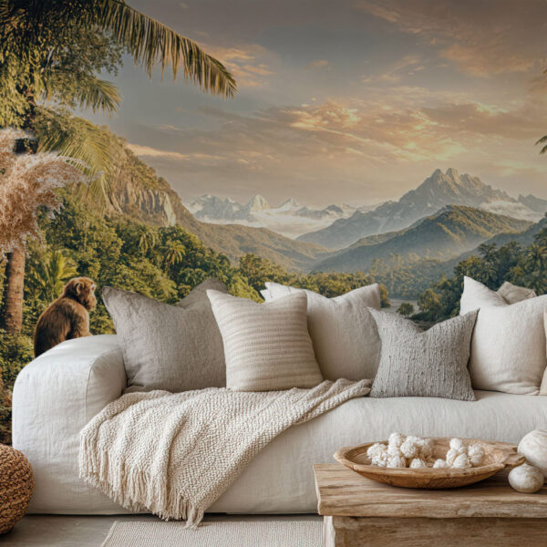 Serene Jungle Paradise with Mountain Vista