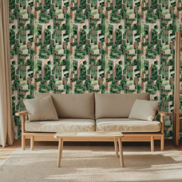 Lush Geometric Garden Escape Wallpaper