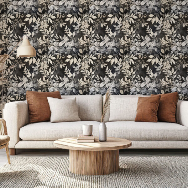 Elegant Monochrome Botanical Floral Wallpaper