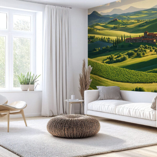 Serene Countryside Landscape Art Wallpaper