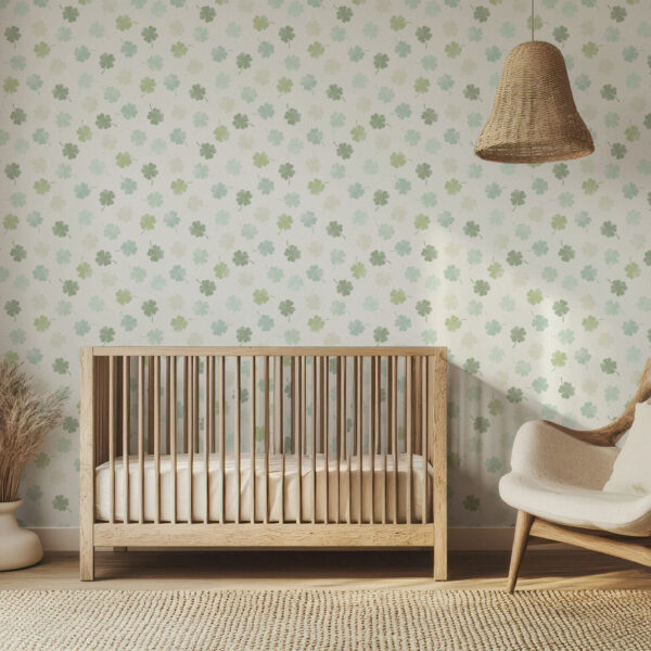 Whimsical Clover Pastel Garden Wallpaper