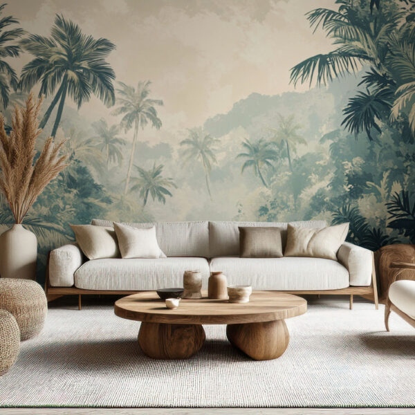 Tranquil Emerald Jungle Oasis Wallpaper