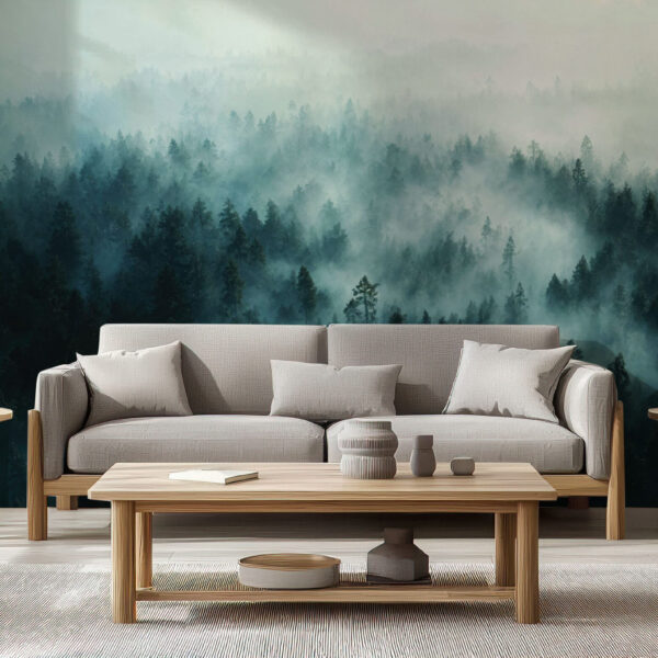 Serene Misty Forest Landscape Wallpaper