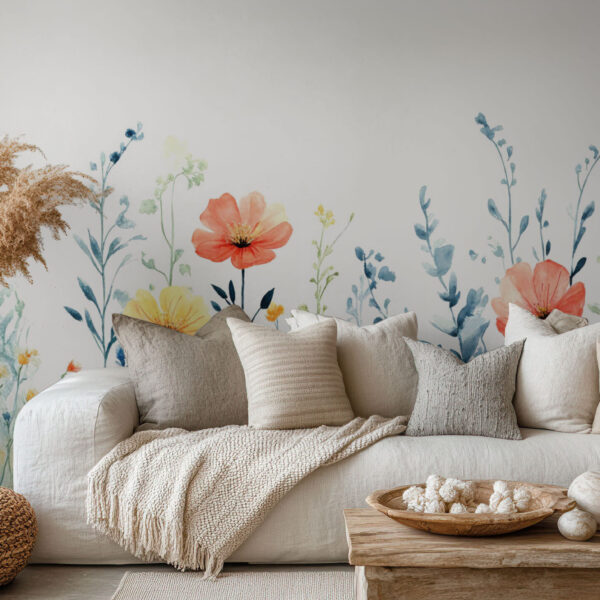 Vibrant Watercolor Floral Garden Wallpaper