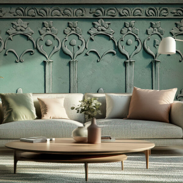 Elegant Floral Motif Mint Wallpaper