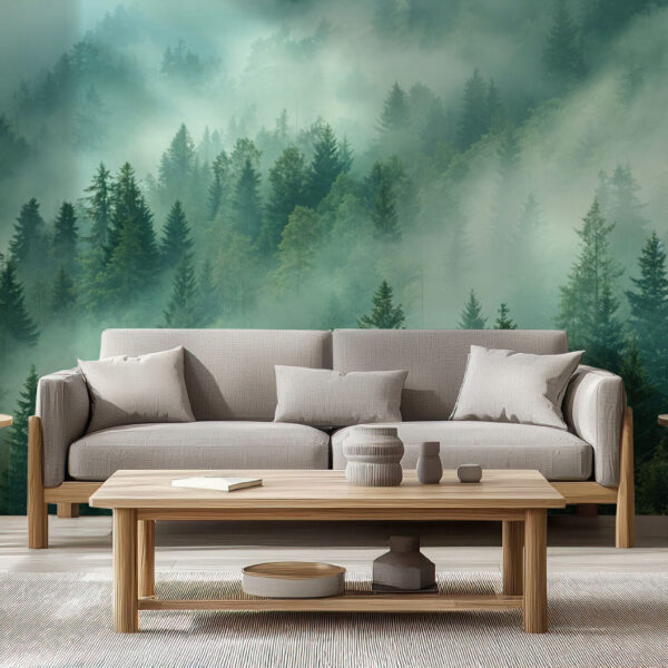 Serene Misty Forest Landscape Wallpaper