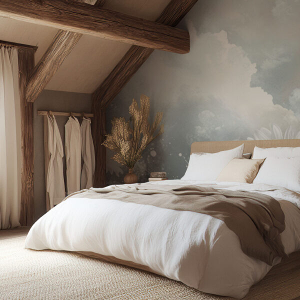 Dreamy Floral Clouds Artistic Wallpaper