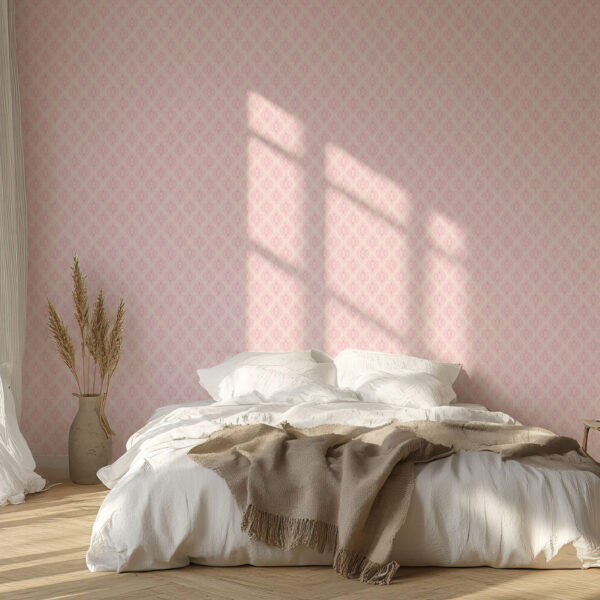 Elegant Pink Damask Pattern Wallpaper