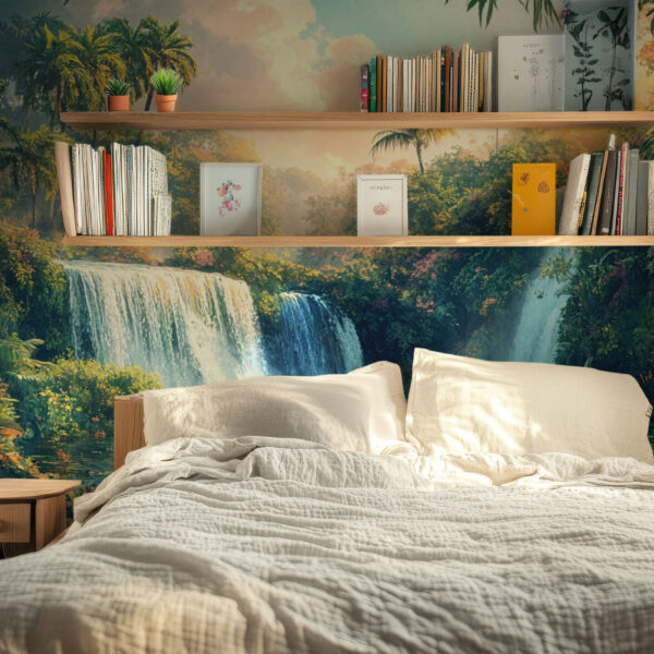 Tranquil Tropical Waterfall Paradise Wallpaper