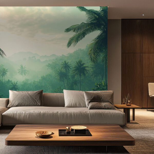 Tropical Misty Jungle Forest Wallpaper