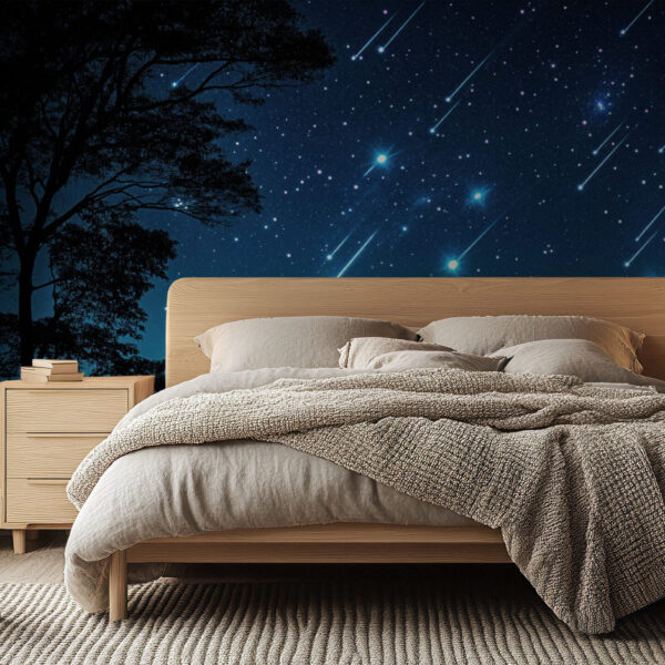 Starlit Night Sky with Shooting Stars Wallpaper