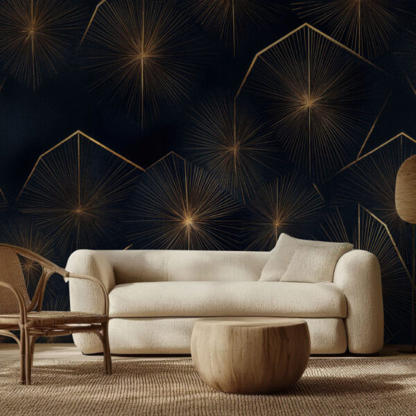 Elegant Geometric Gold and Black Wallpaper