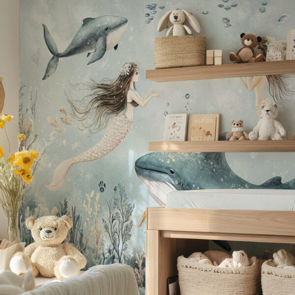 Whimsical Ocean Adventure with Mermaids and Whales