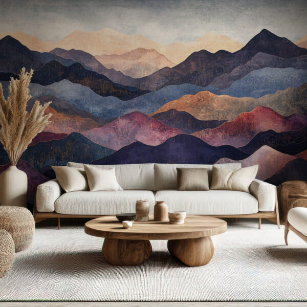 Serene Multicolored Mountain Range Wallpaper