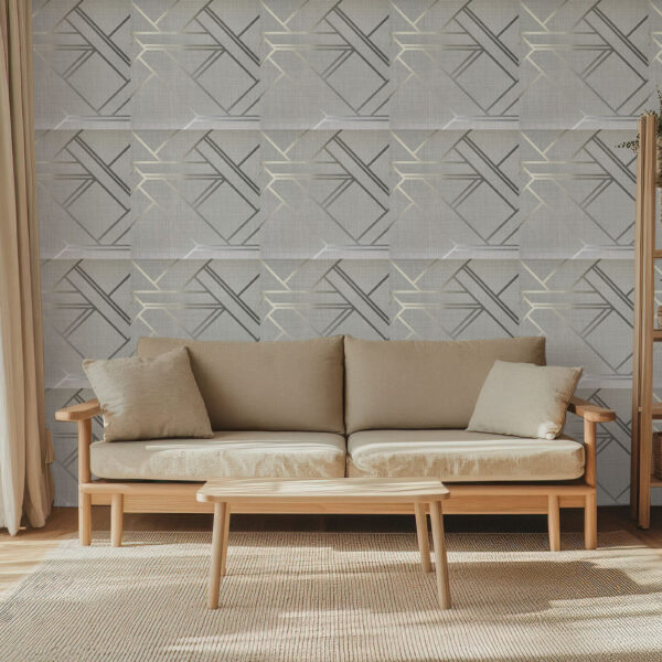 Elegant Geometric Silver Gray Lines Wallpaper