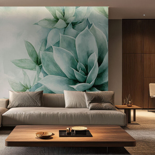 Elegant Succulent Botanical Watercolor Wallpaper