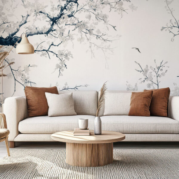Elegant Botanical Branches with Birds Wallpaper