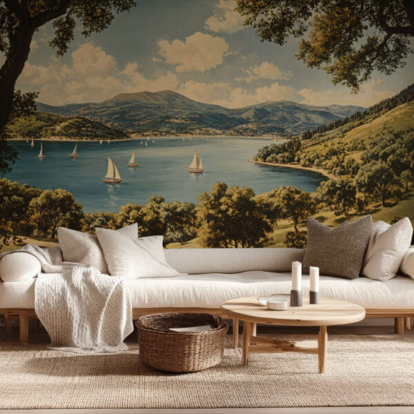 Tranquil Landscape With Blue Lake Wallpaper