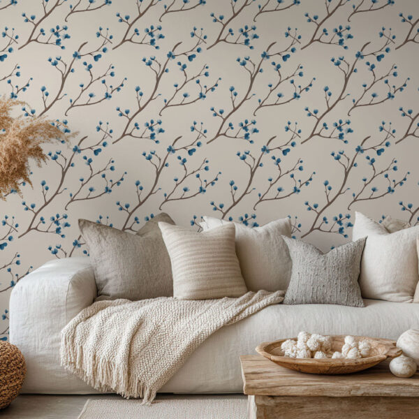 Elegant Blue Blossom Branches Wallpaper