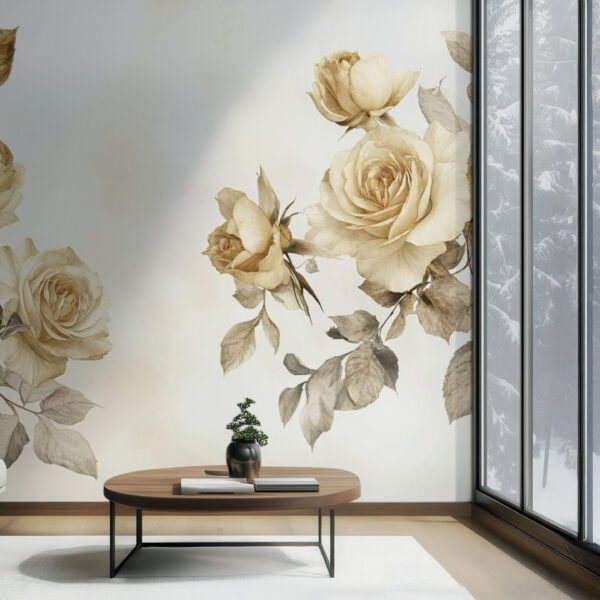 Elegant Vintage Floral Rose Wallpaper