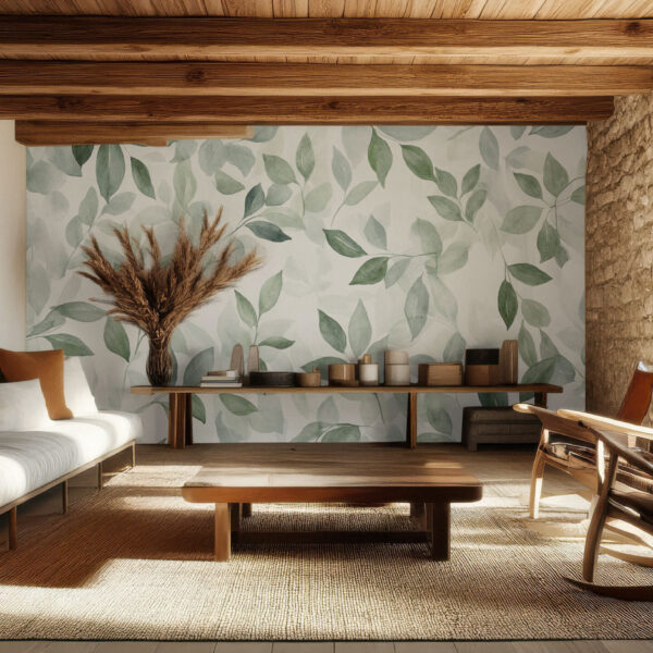 Elegant Botanical Leaf Watercolor Wallpaper