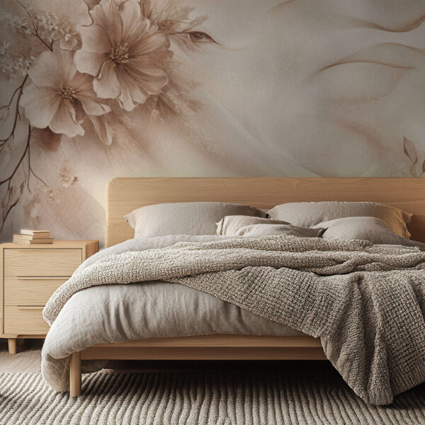 Elegant Floral Beige Botanical Wallpaper
