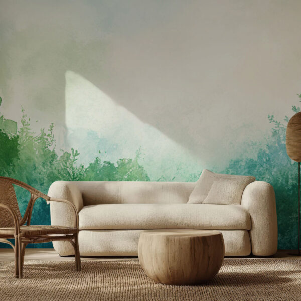 Serene Abstract Green Watercolor Wallpaper