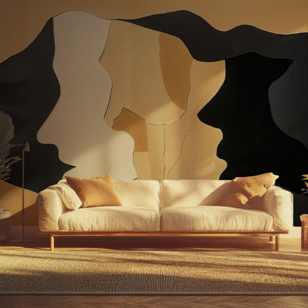 Abstract Black and Beige Artistic Wallpaper