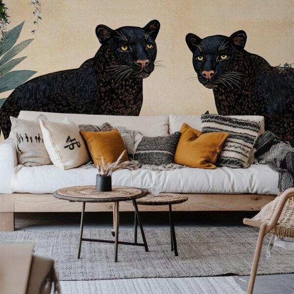Exotic Jungle Panthers with Lush Foliage