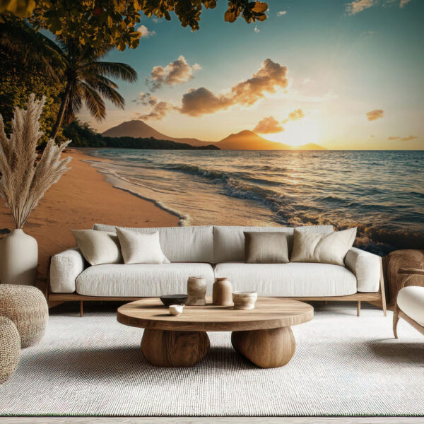 Tropical Beach Sunset Scenic Wallpaper
