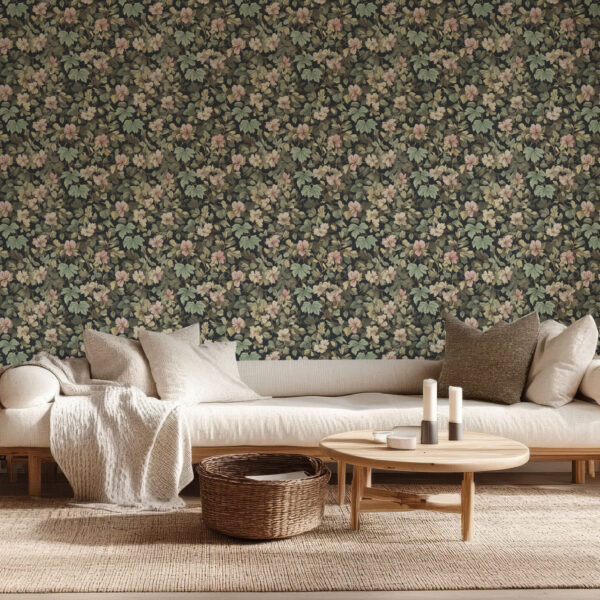 Vintage Botanical Floral Harmony Wallpaper