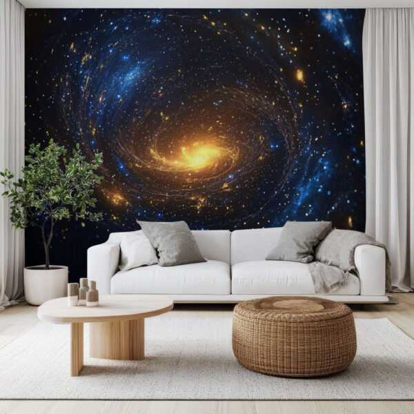 Cosmic Galaxy Swirl Starry Night Wallpaper