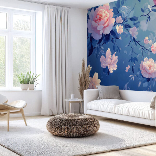 Elegant Floral Blossoms with Graceful Bird