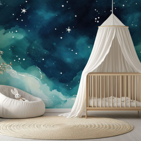 Celestial Night Sky Watercolor Wallpaper