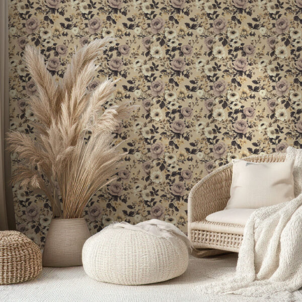 Elegant Floral Blooms Vintage Wallpaper