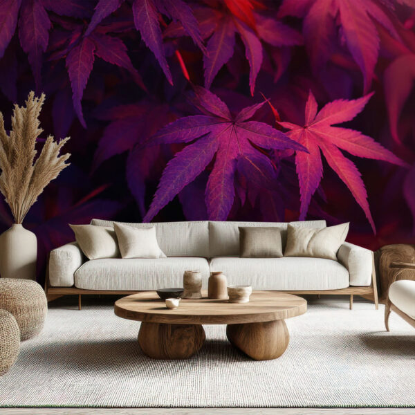Elegant Botanical Leaves in Rich Magenta Tones