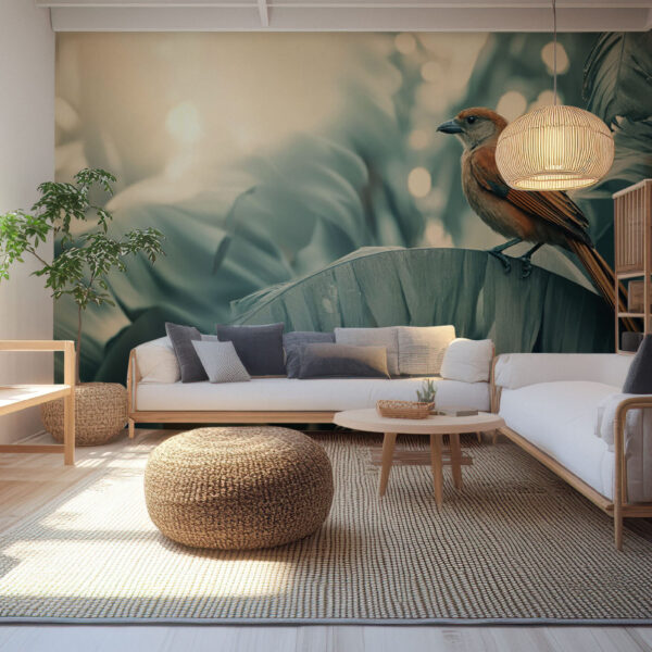 Tropical Bird Paradise Wallpaper with Foliage