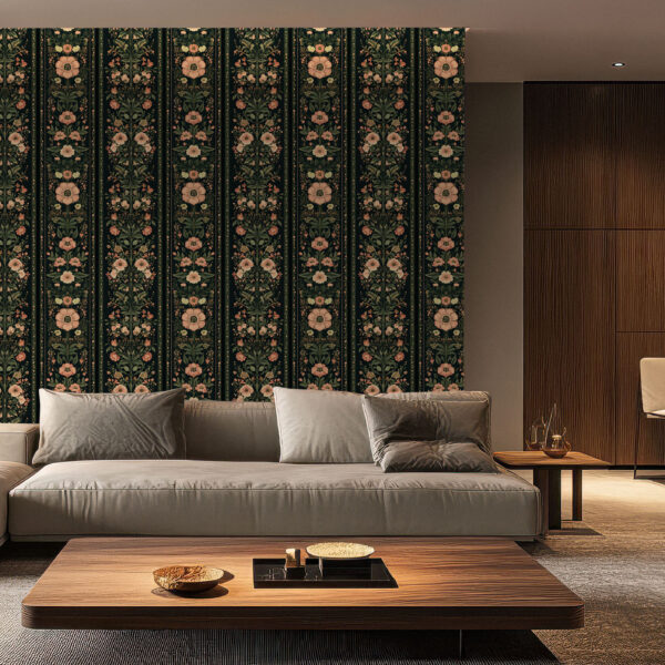Elegant Floral Symphony Dark Wallpaper